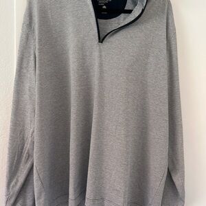 johnnie-O Black and White Striped Quarter-Zip